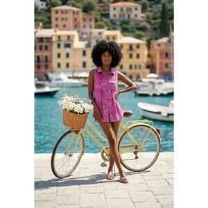 Caffe MarrakeshPink Floral Pin tuck Sleeveless Button Front Boho Size Medium